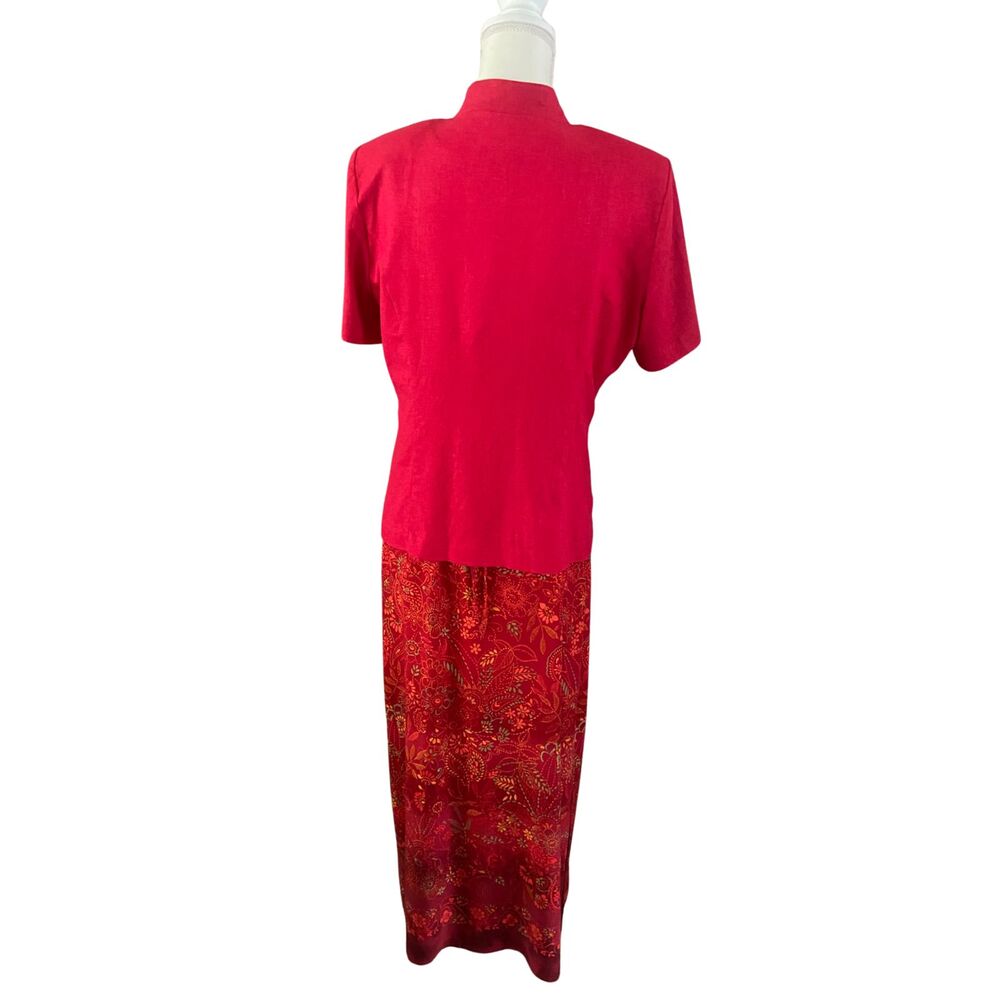 VTG R & K Originals Women’s Size 10 Red Dress & Jacket 2 Pc Set Embroidered